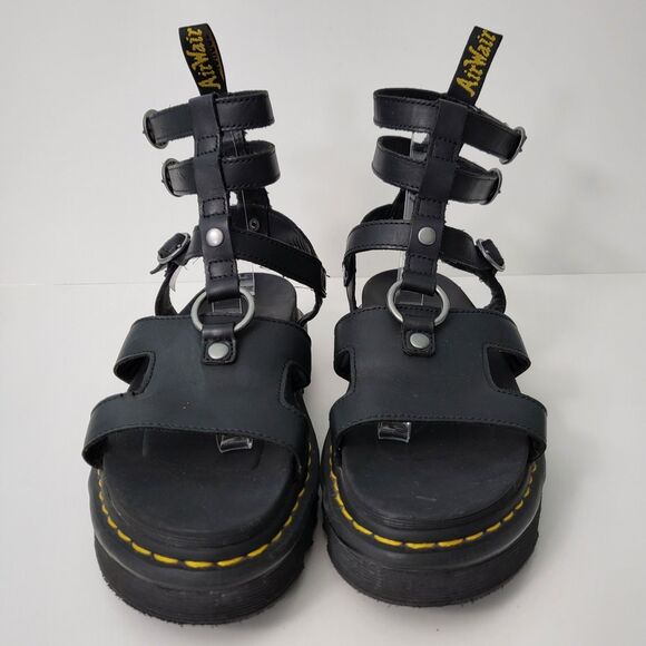 DR MARTENS Adaira Gladiator Sandals Womens 9 Platform Black Leather Buckle - Picture 2 of 11